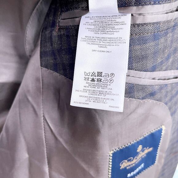 Brooks Brothers E Thomas Regent Sport Coat Brown Plaid Wool Cashmere Mens 42R - Picture 11 of 11